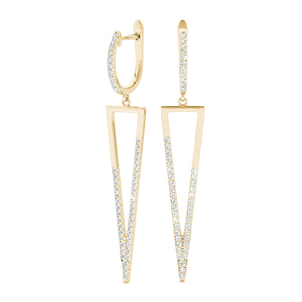 18K Yellow Gold Round Diamond Fashion Earrings