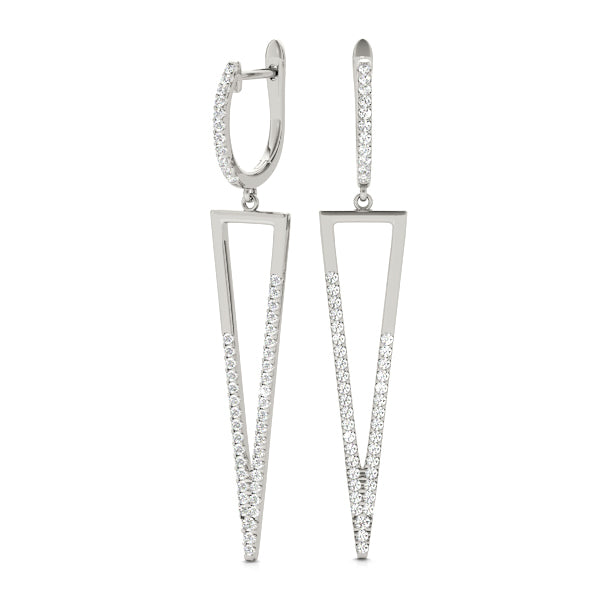 Platinum Round Diamond Fashion Drop Earrings