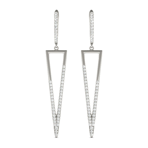 18K White Gold Round Diamond Fashion Earrings