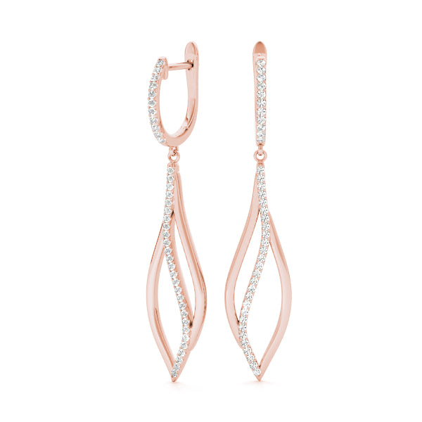 18K Rose Gold Multi-Diamond Fashion Earrings