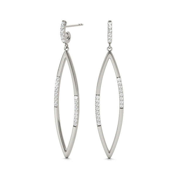 Platinum White Diamond Fashion Drop Earrings
