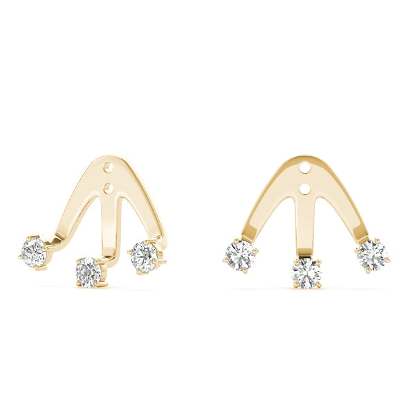 18K Yellow Gold Round Diamond Fashion Earrings