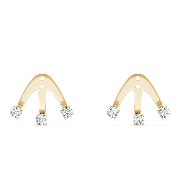 18K Yellow Gold Round Diamond Fashion Earrings