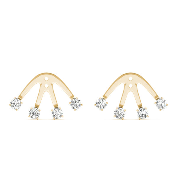 18K Yellow Gold Round Diamond Fashion Earrings