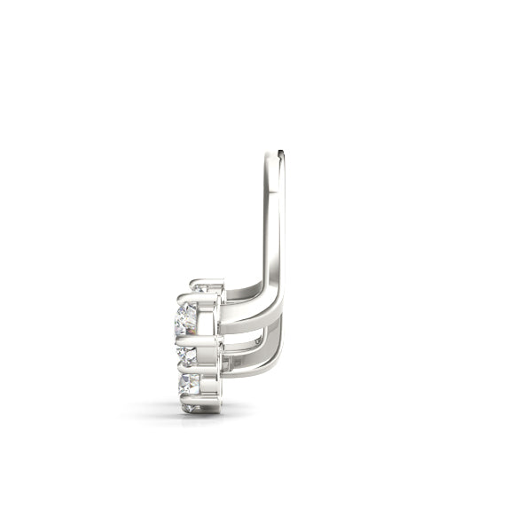 14K White Gold Round Diamond Fashion Earrings