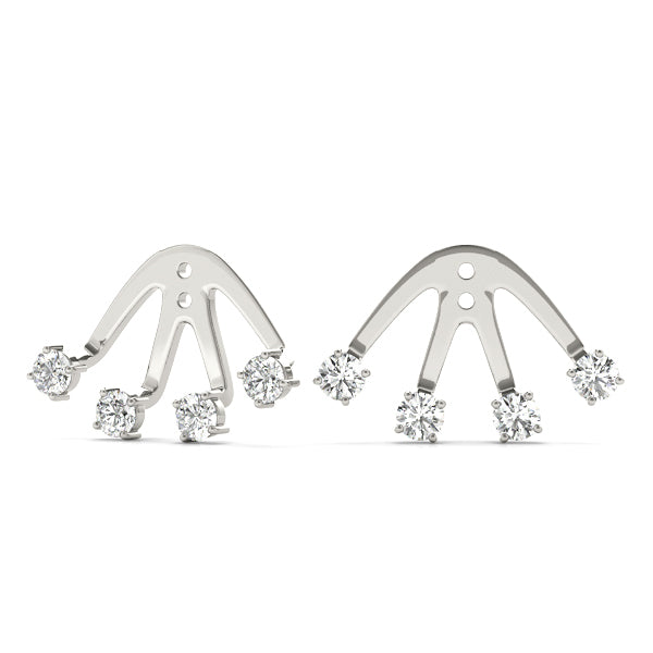 14K White Gold Round Diamond Fashion Earrings
