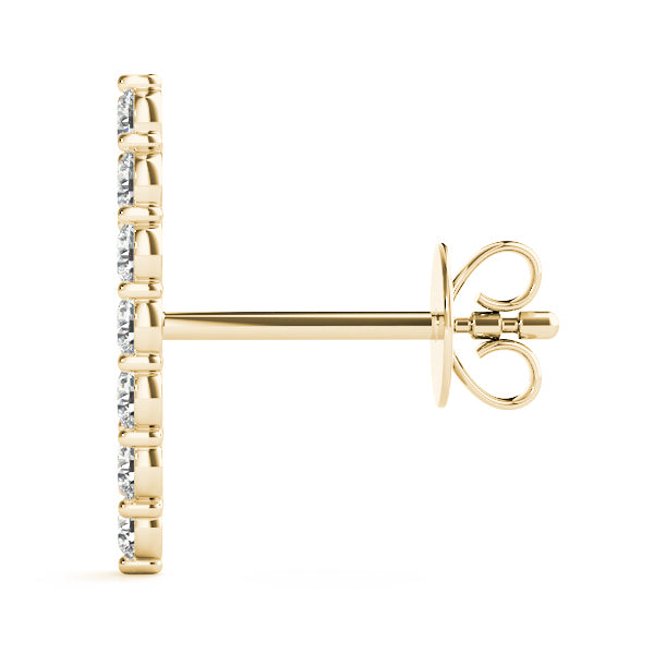 18K Yellow Gold Round Diamond Fashion Earrings