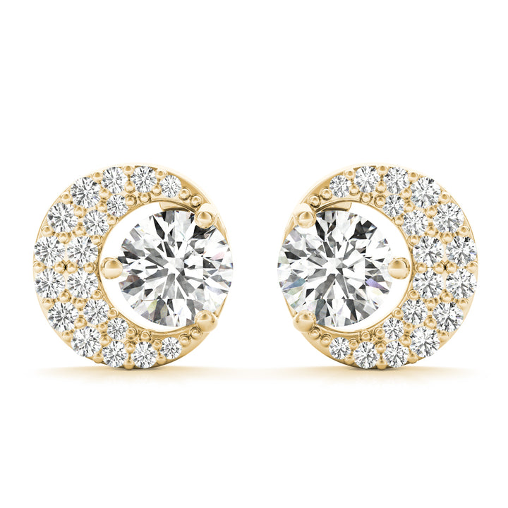 18K Yellow Gold Round Diamond Fashion Earrings