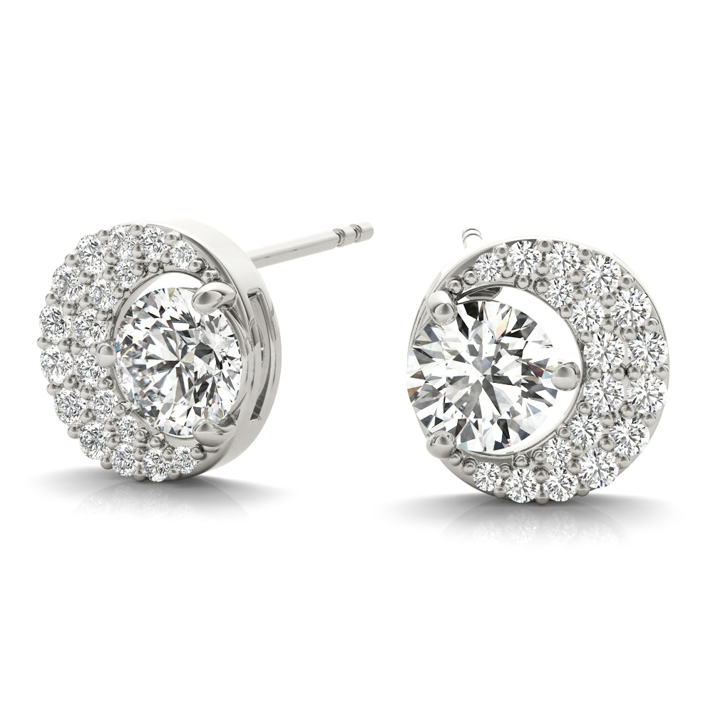 14K White Gold Round Diamond Fashion Earrings