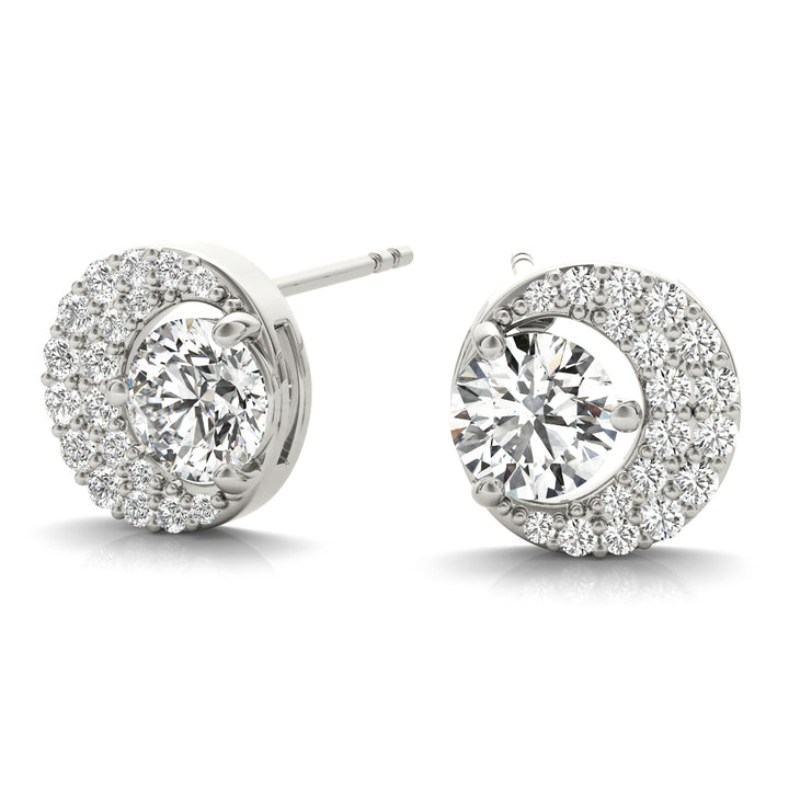 14K White Gold Round Diamond Fashion Earrings