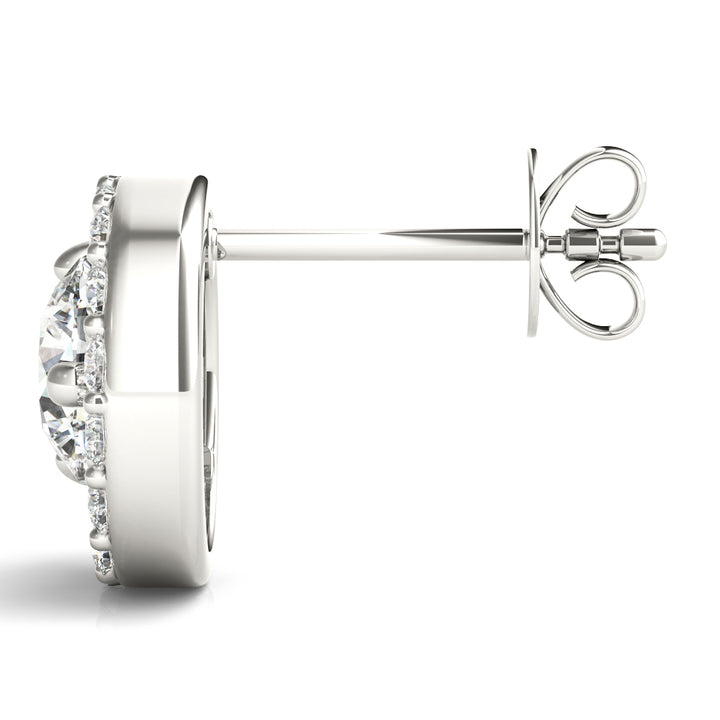 18K White Gold Round Diamond Fashion Earrings