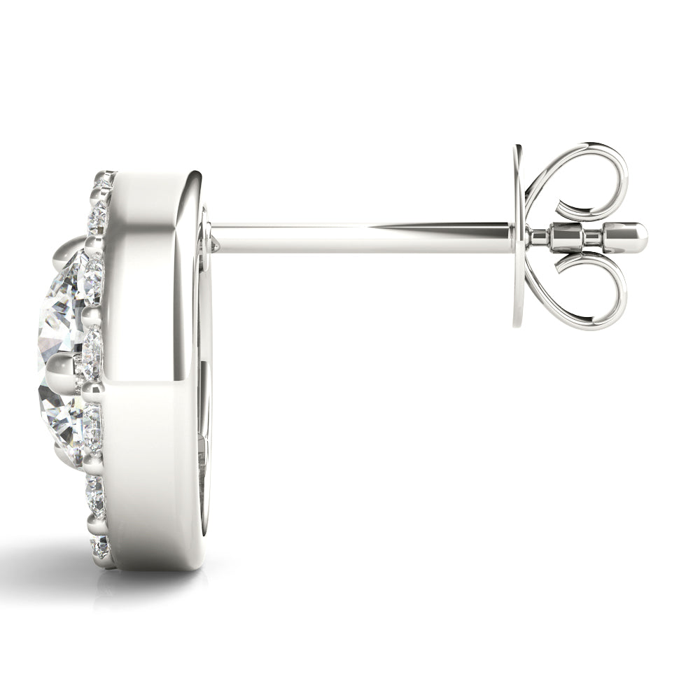 18K White Gold Round Diamond Fashion Earrings