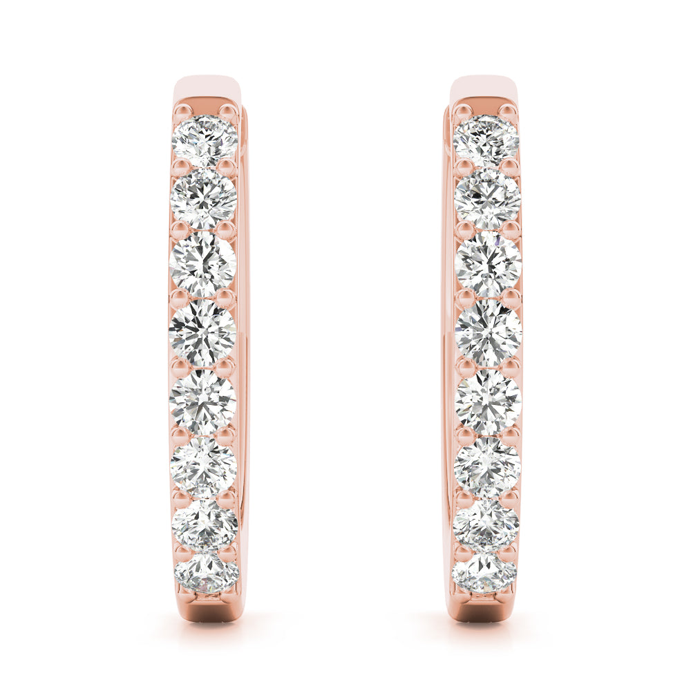 18K Rose Gold Diamond Fashion Hoop Earrings