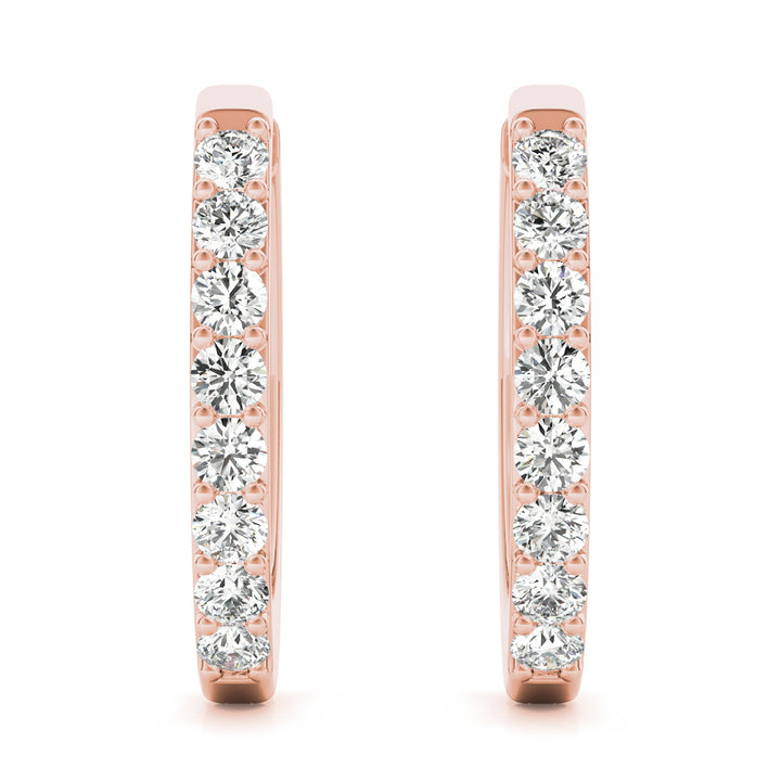 18K Rose Gold Diamond Fashion Hoop Earrings