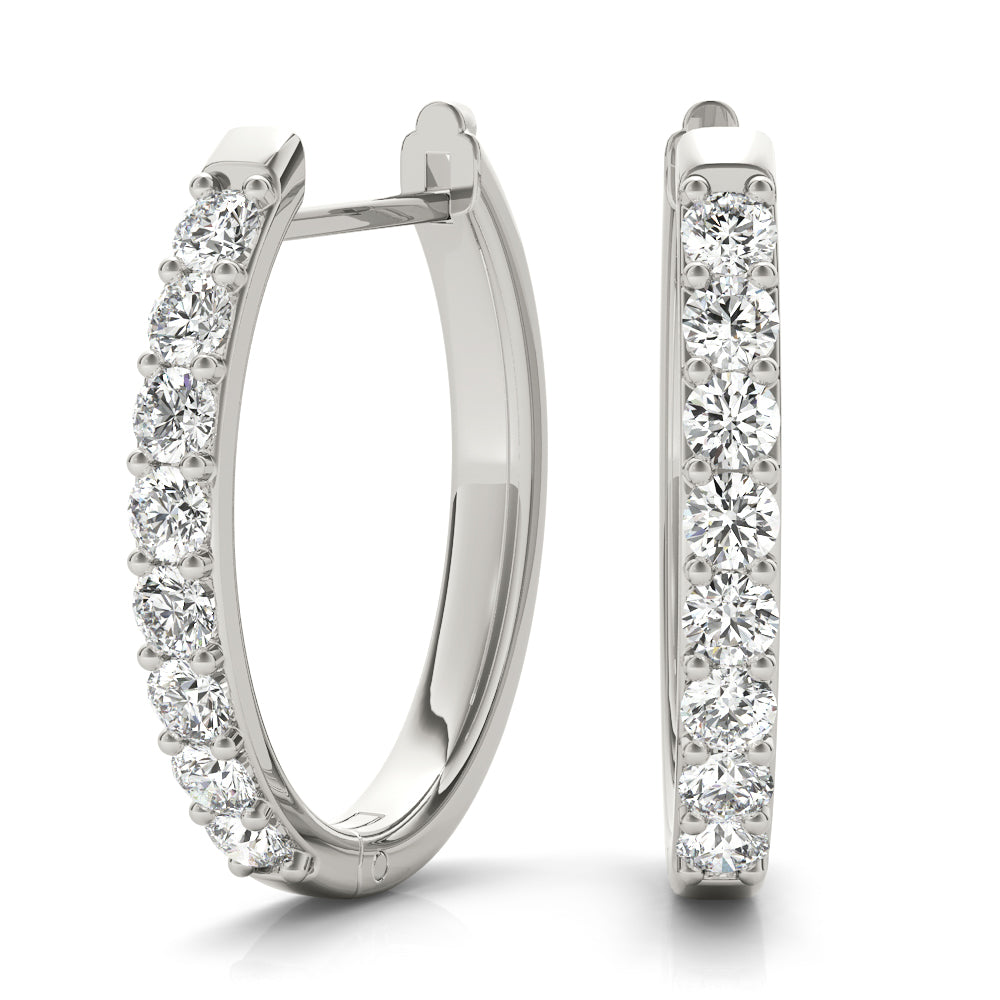 14K White Gold Diamond Fashion Hoop Earrings