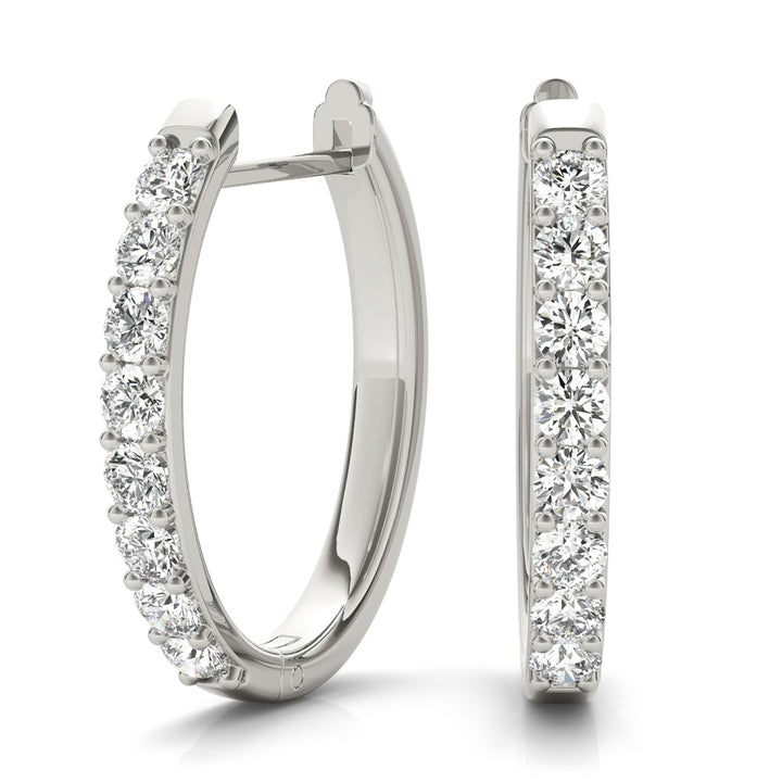 14K White Gold Diamond Fashion Hoop Earrings