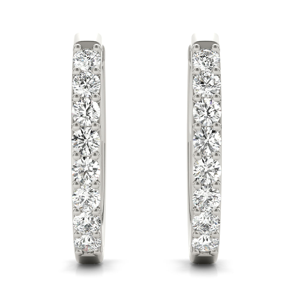 14K White Gold Diamond Fashion Hoop Earrings
