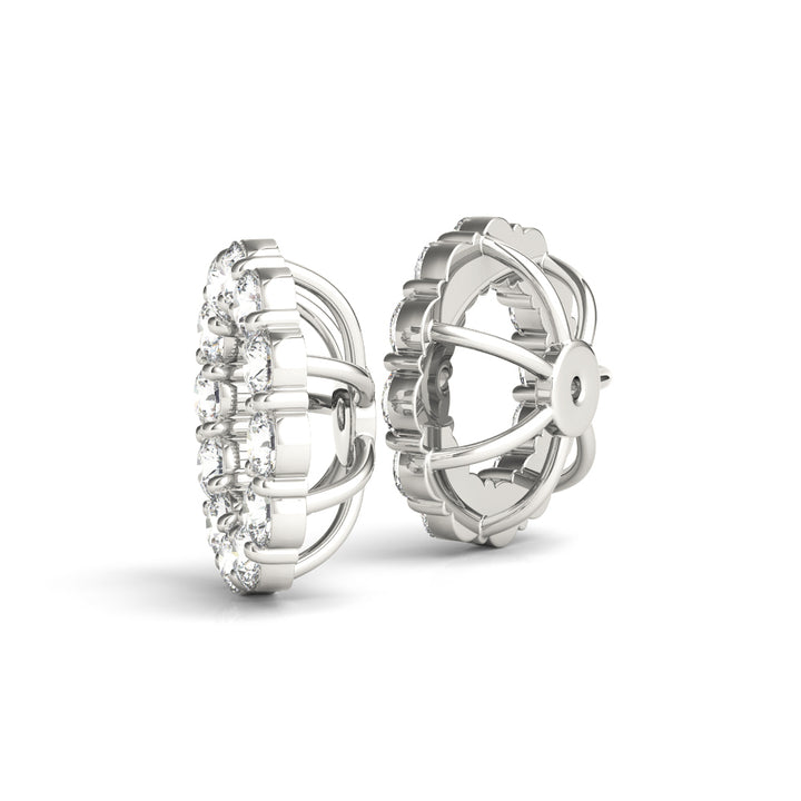 14K White Gold Round Diamond Fashion Earrings