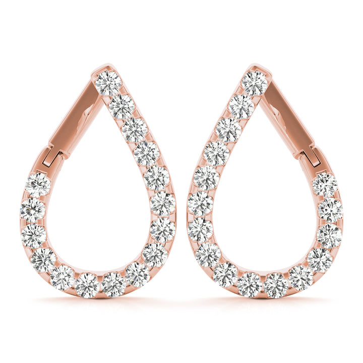 14K Rose Gold Round Diamond Fashion Earrings