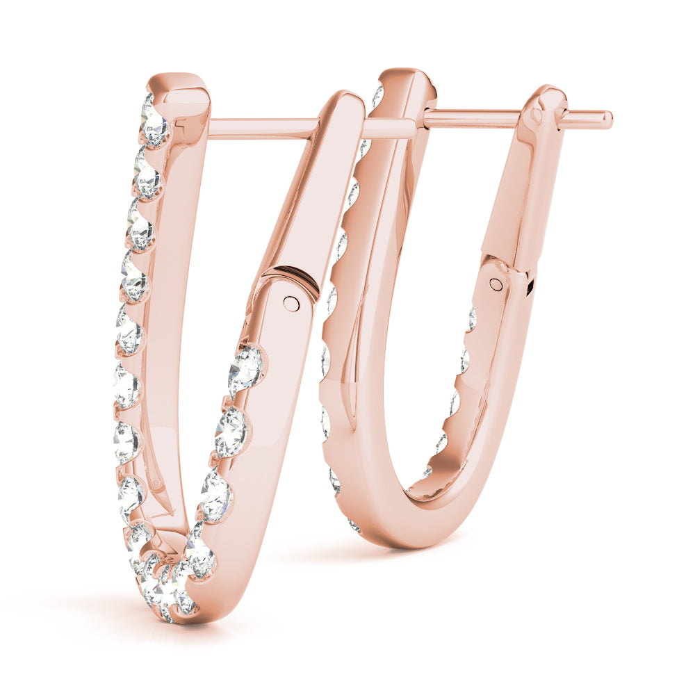 18K Rose Gold Multi-Diamond Fashion Earrings