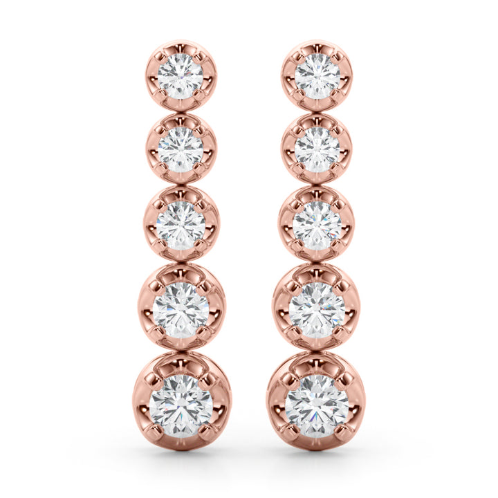 14K Rose Gold Diamond Drop Earrings
