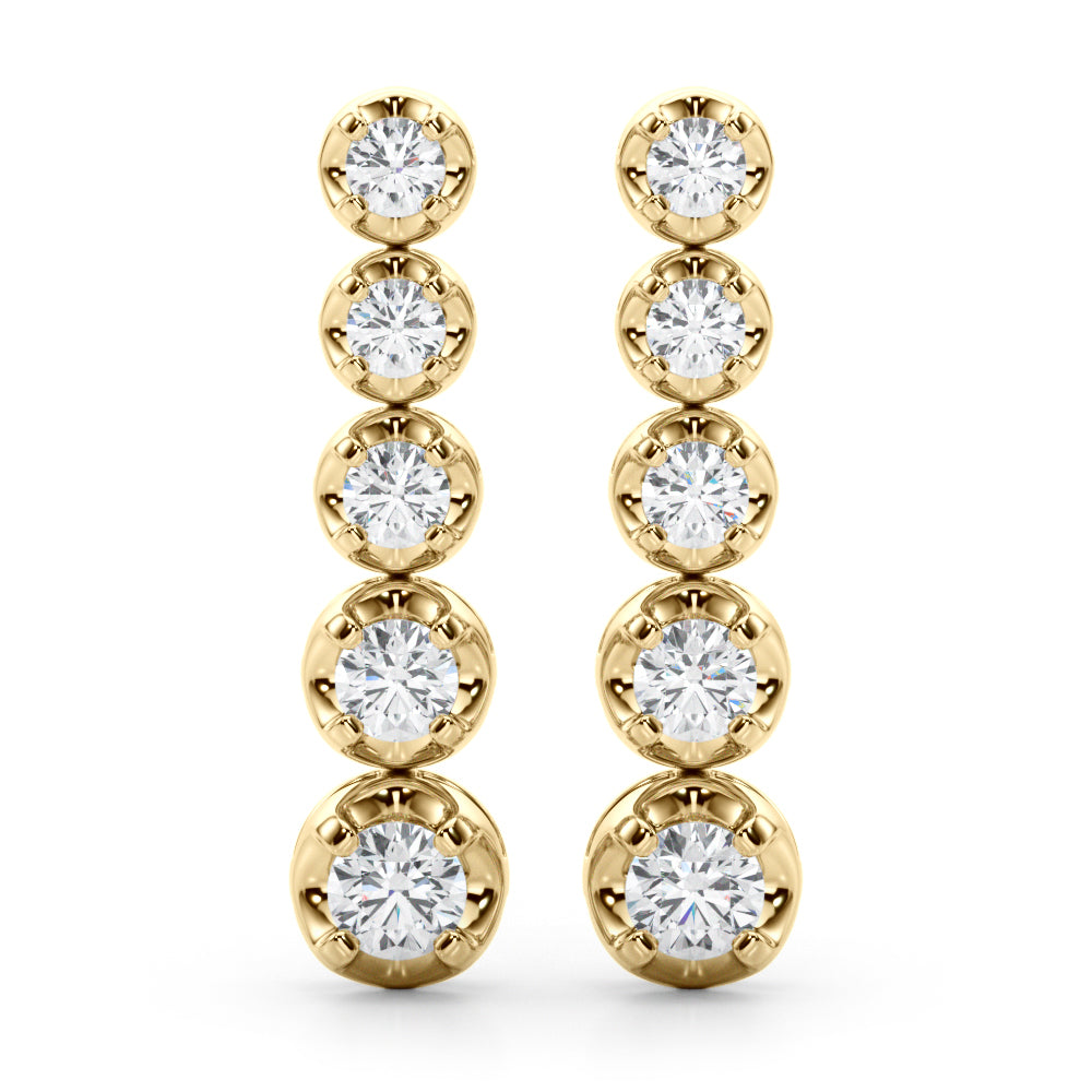 14K Yellow Gold Diamond Drop Earrings