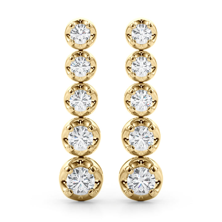 14K Yellow Gold Diamond Drop Earrings