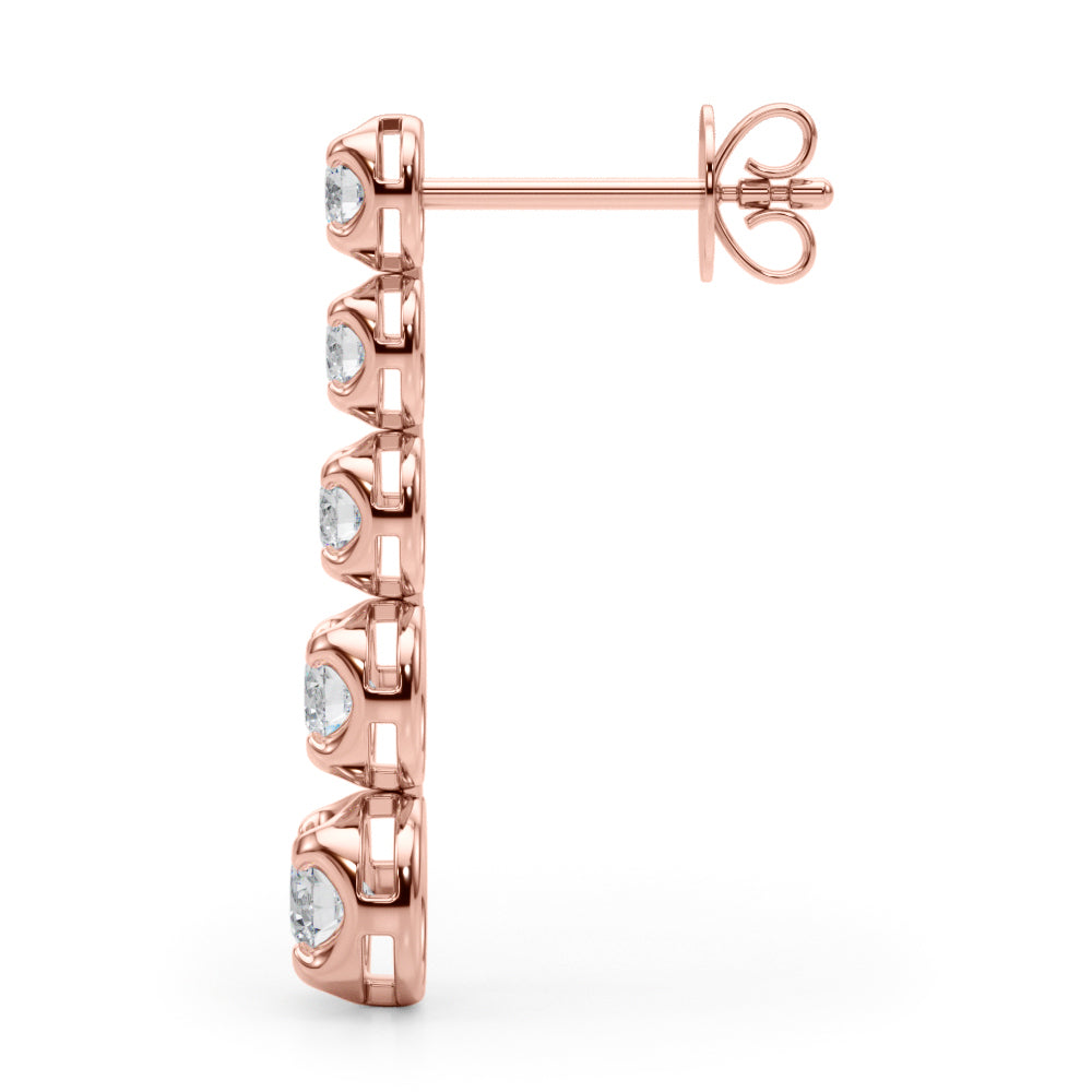 18K Rose Gold Diamond Drop Earrings