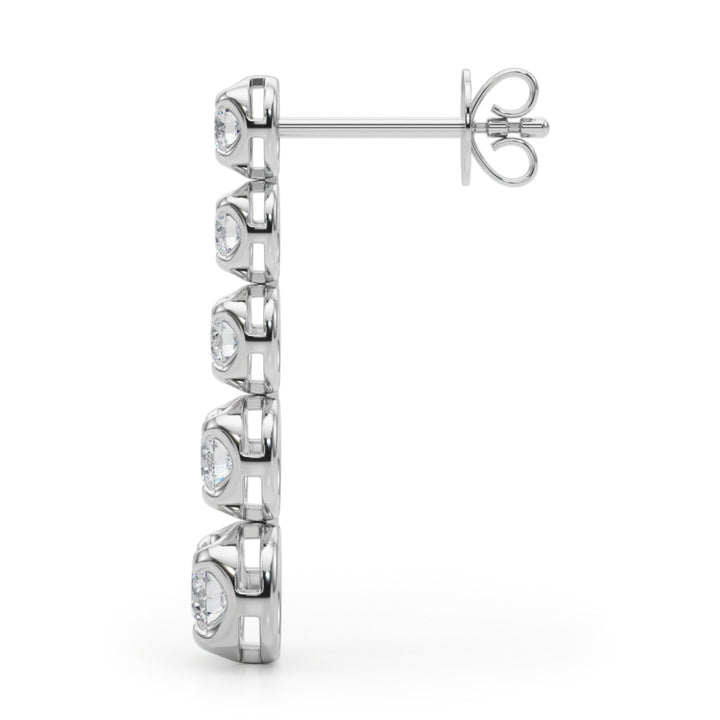 14K White Gold Round Diamond Drop Earrings