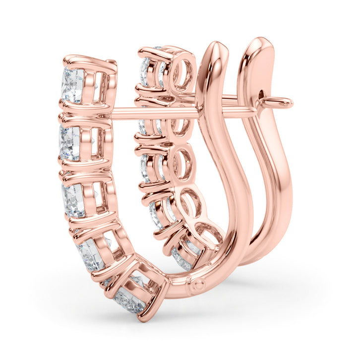18K Rose Gold Diamond J-Hoop Earring Set