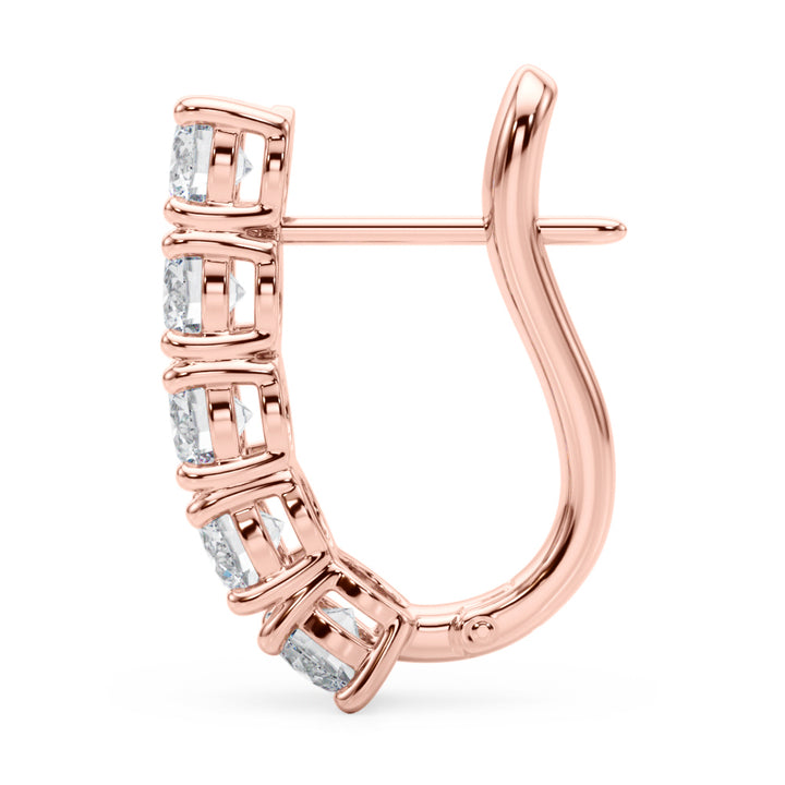 18K Rose Gold Diamond J-Hoop Earring Set