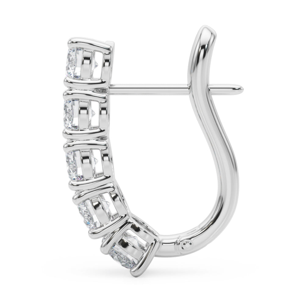 14K White Gold Diamond J-Hoop Earrings - 0.35 ctw