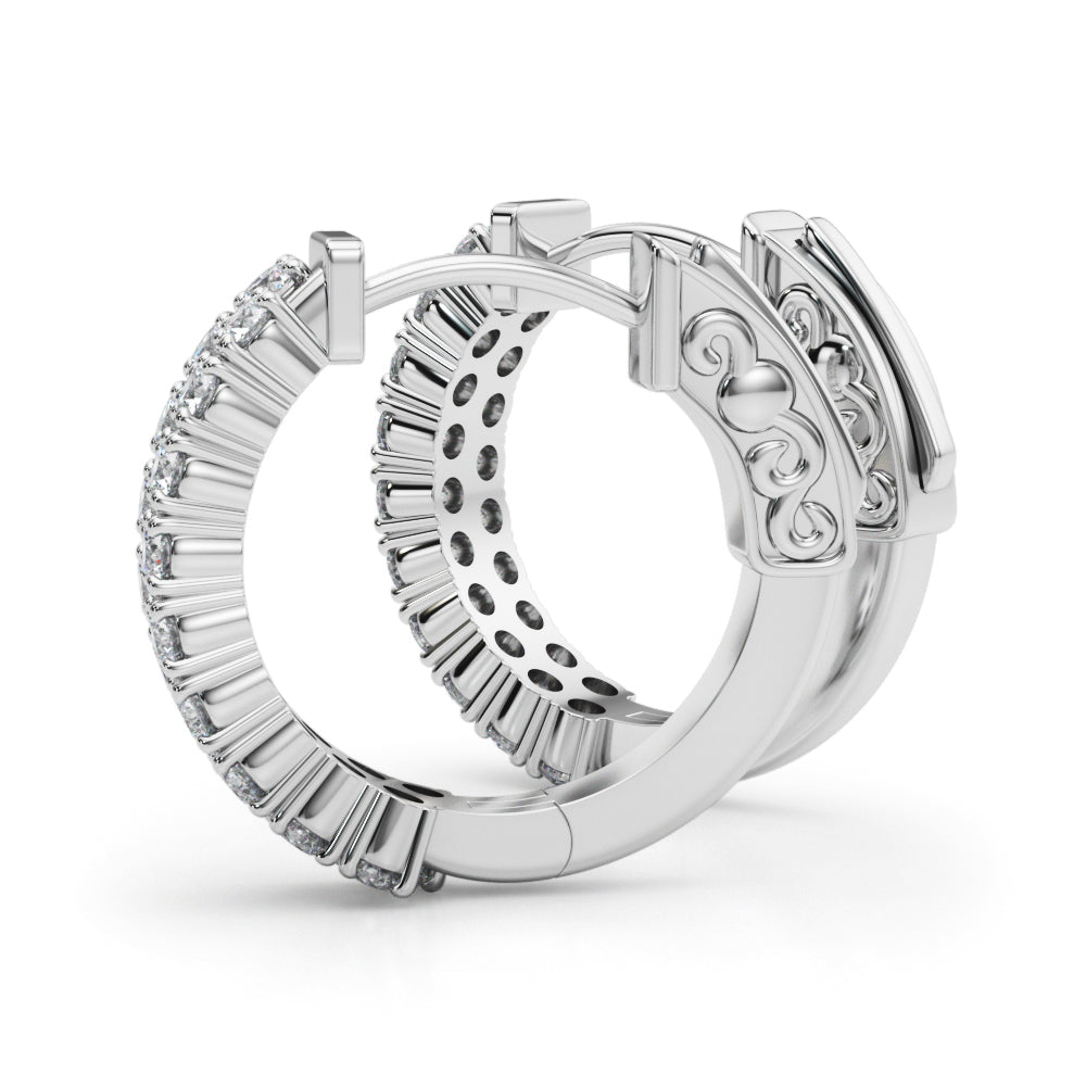14K White Gold Diamond Hoop Earrings | 3/8 ctw