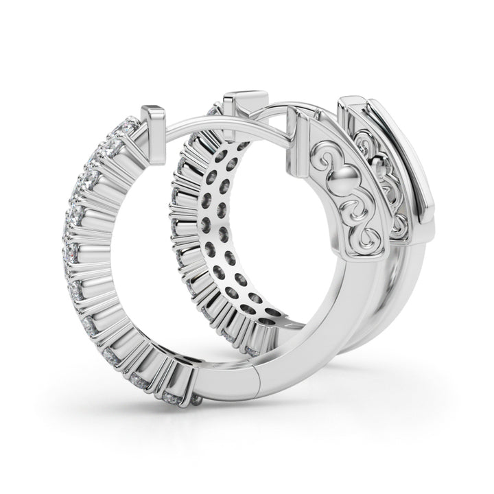 14K White Gold Diamond Hoop Earrings | 3/8 ctw
