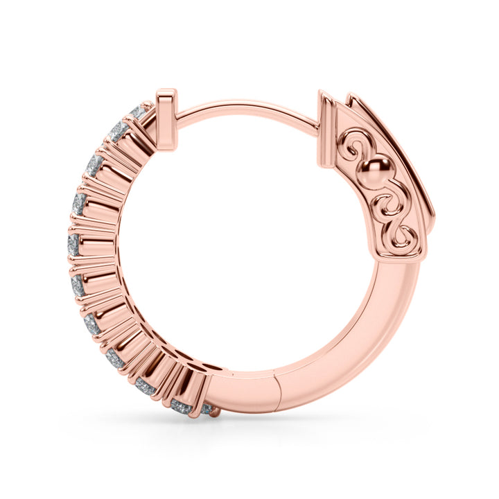 Rose Gold Diamond Hoop Earrings | 18K Fine Jewelry