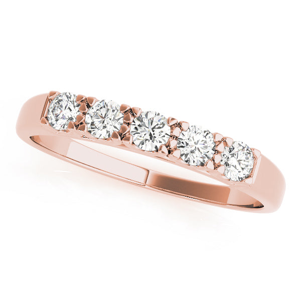 18K Rose Gold 5-Stone Diamond Wedding Ring