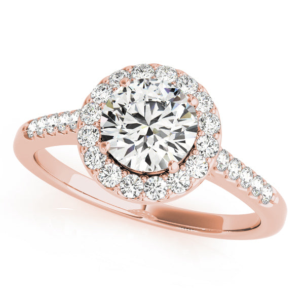 18K Rose Gold 1 CT Diamond Halo Engagement Ring
