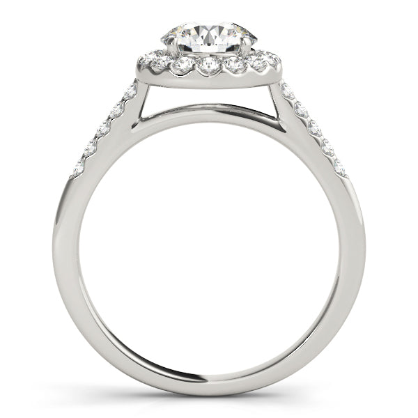 Platinum 1.38 ctw Round Diamond Halo Engagement Ring