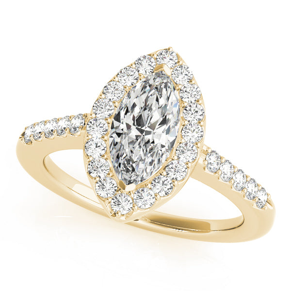18K Yellow Gold Marquise Diamond Engagement Ring