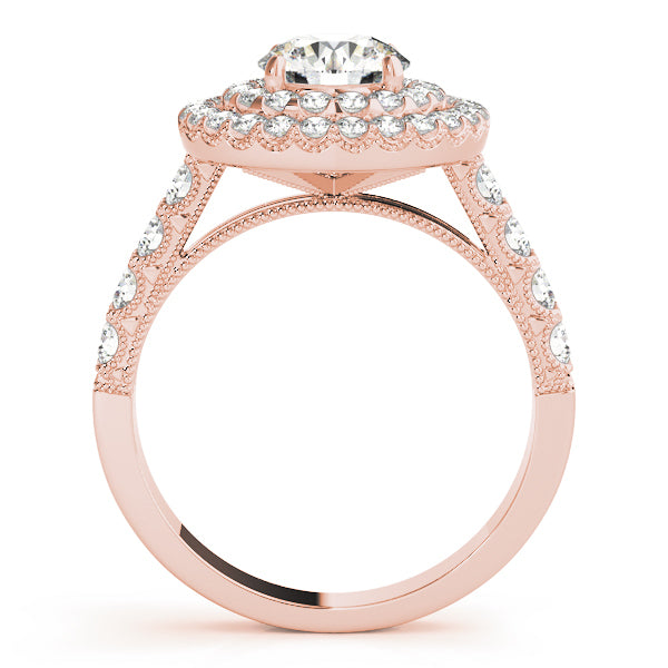 14K Rose Gold Diamond Halo Engagement Ring 2ctw