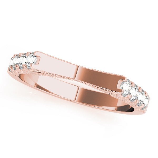 18K Rose Gold Round Diamond Wedding Ring