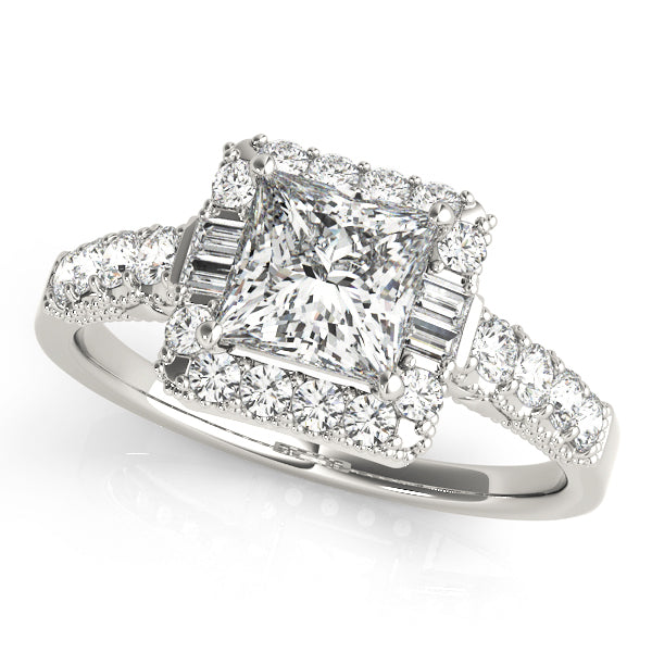 Platinum 1.5ctw Diamond Halo Engagement Ring