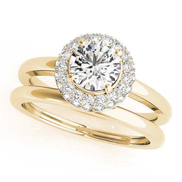 18K Yellow Gold 1 ct Diamond Halo Engagement Ring