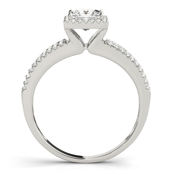 Platinum White Diamond Halo Engagement Ring