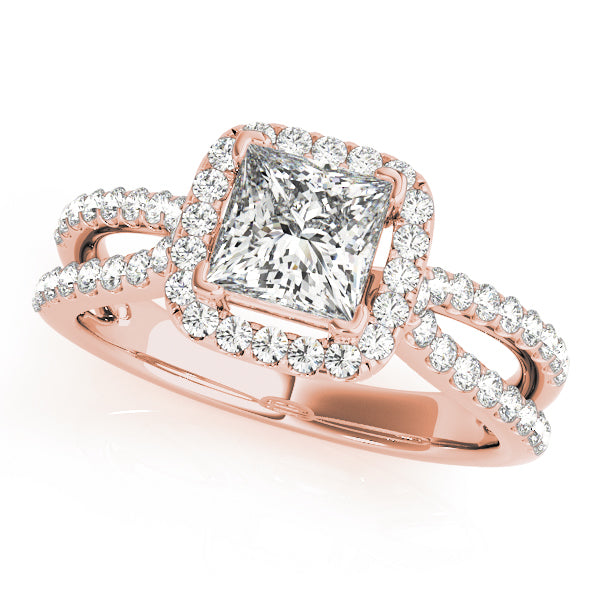 14K Rose Gold 1.16 ctw Diamond Halo Engagement Ring