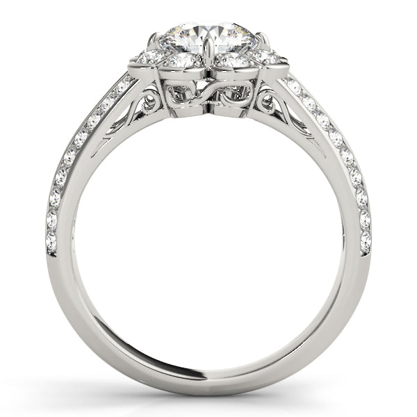 Platinum 1.38 ctw Round Diamond Halo Engagement Ring