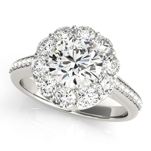 14K White Gold 1.75 ctw Round Diamond Halo Ring