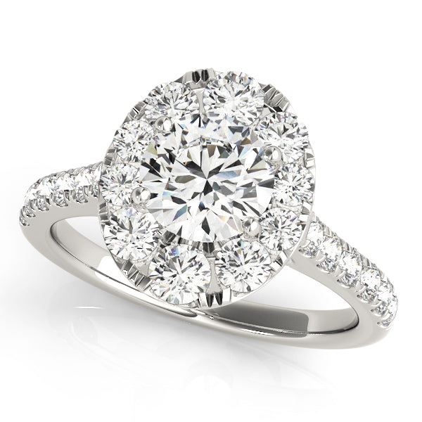 14K White Gold 1.87 ctw Round Diamond Halo Ring
