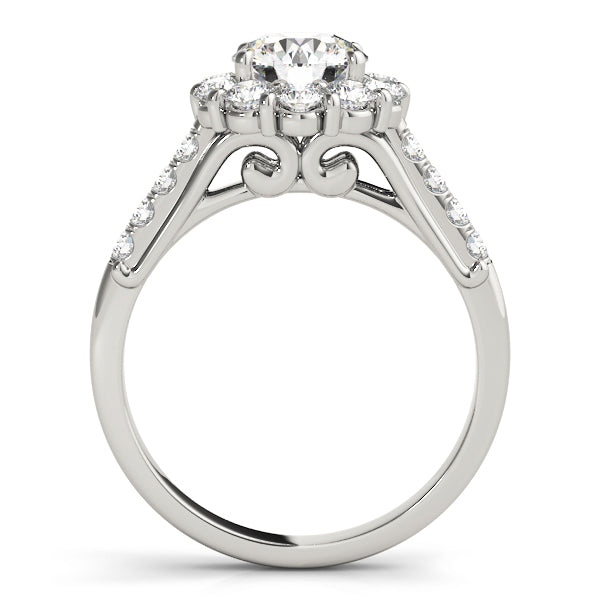 Platinum 1 ct Round Diamond Halo Engagement Ring