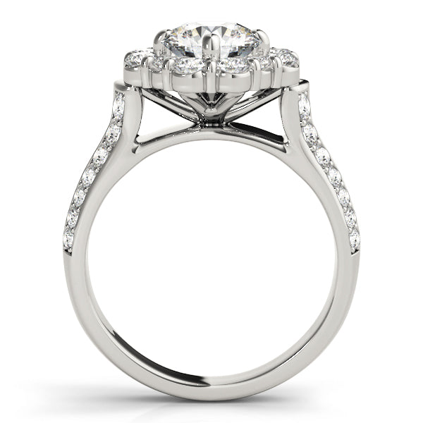 Platinum 2 CT Round Diamond Halo Engagement Ring